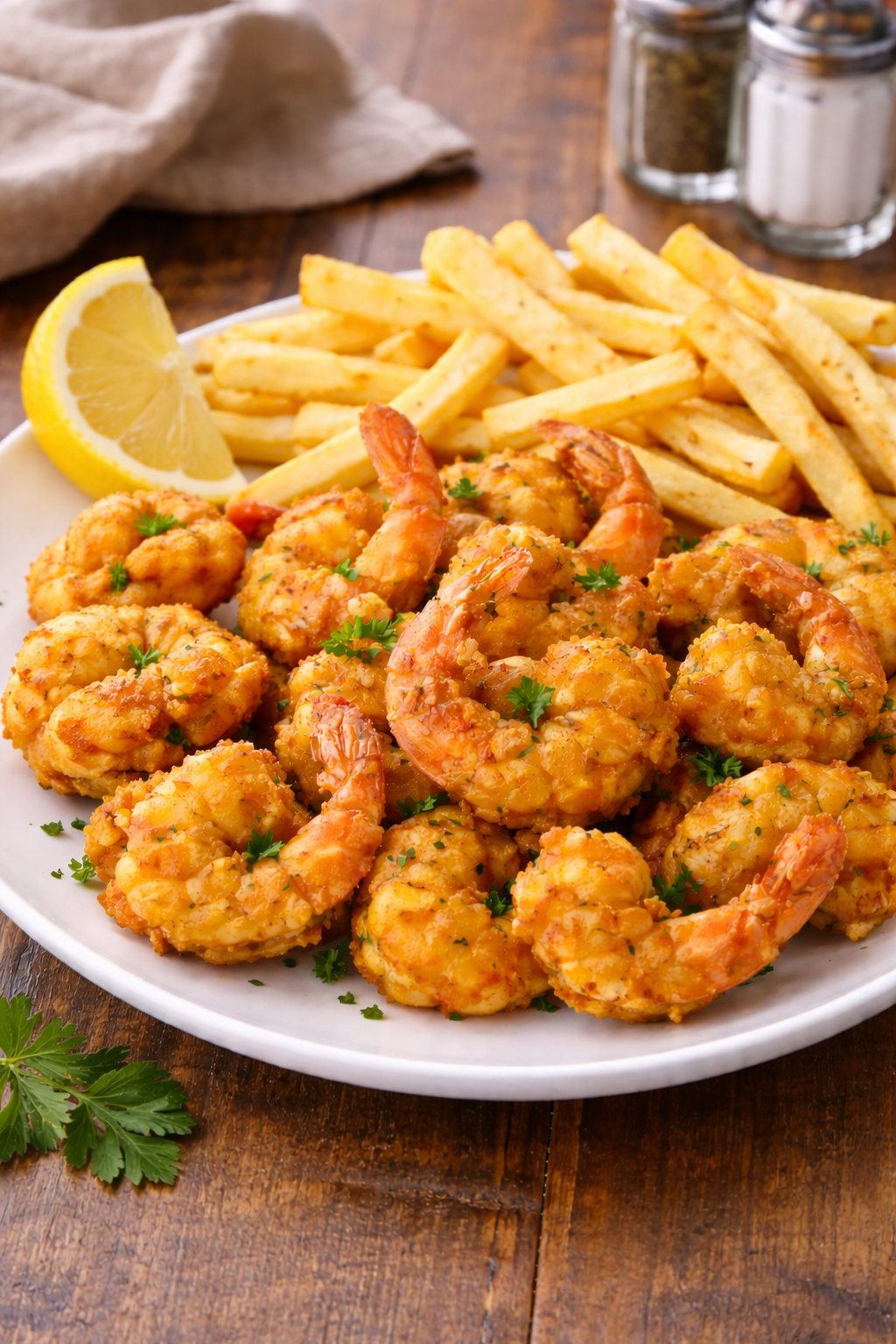 Fried Shrimp Platter W/ Fries + Cocktail Sauce